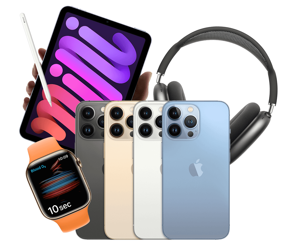 Apple setup with AirPods Max, iPhone and accessories